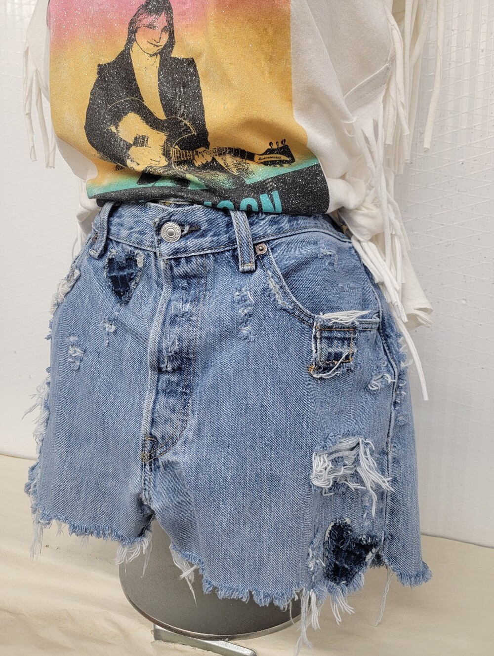 501 Levi's Button Fly Jean Shorts - Upcycled Boho Hippie
